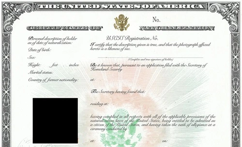 Photocopy Naturalization Certificate