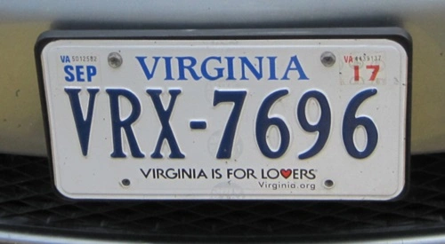 Virginia Tags in Maryland